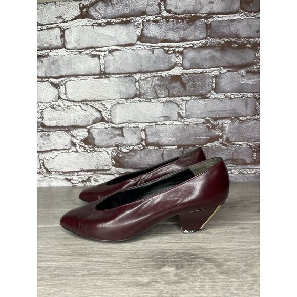 VTG Bally Maroon Leather England Pumps Dress Heels Women Sz 5M US/3UK/35EU READ - Picture 9 of 16